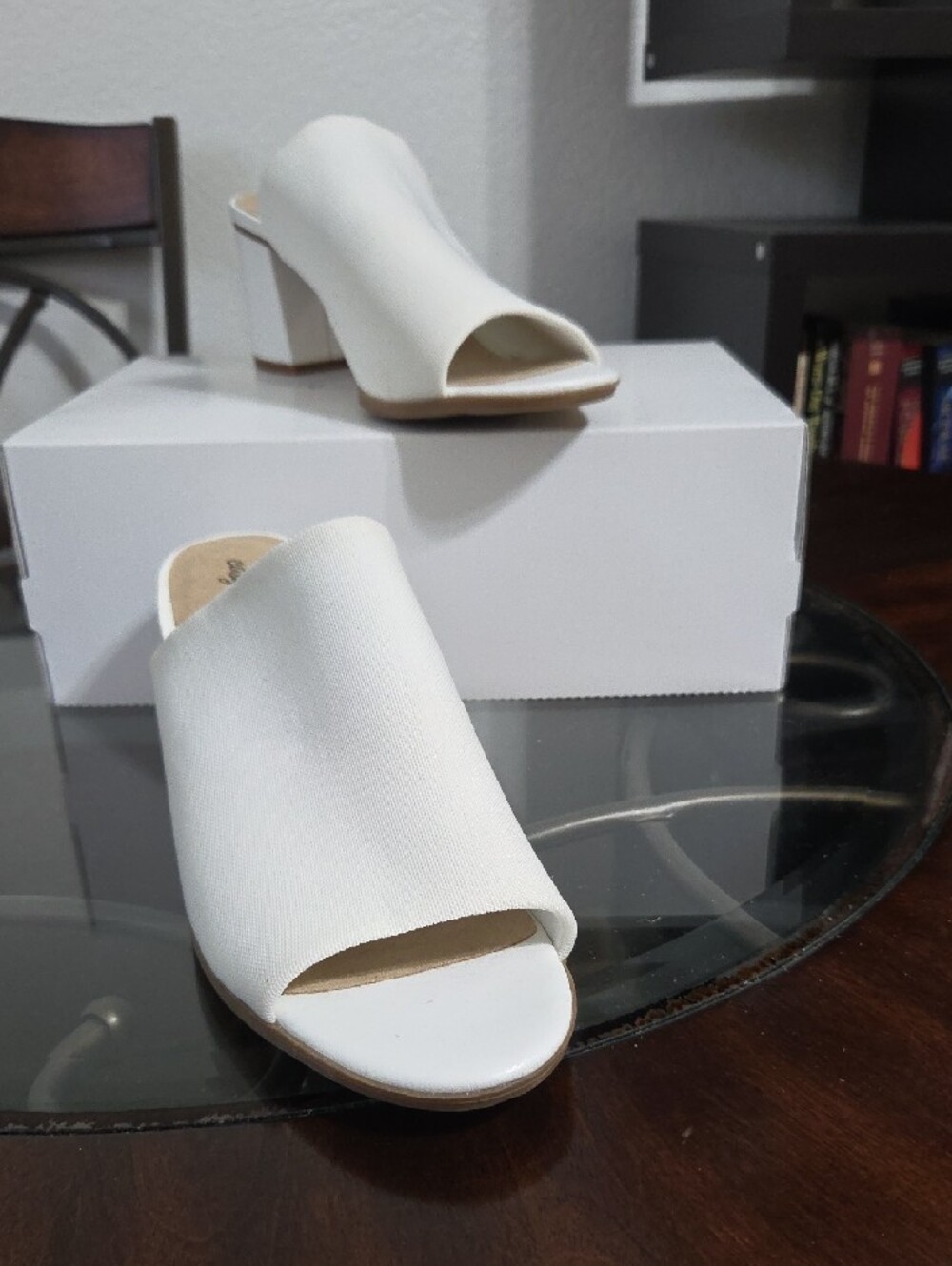 easy street White Open-Toe Block Heel Mules - Picture 2 of 8